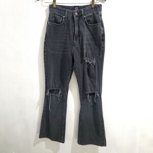 BDG | Women's Distressed Black Jeans Stretch High Rise Flare